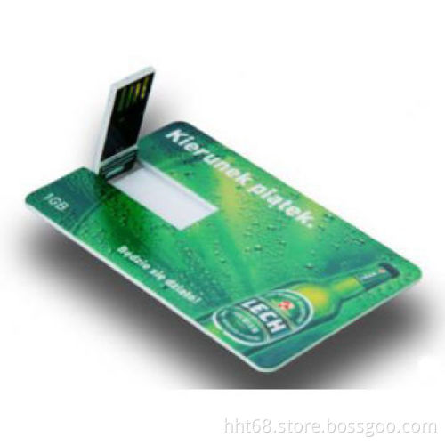 Secure Credit Card USB Flash 2.0, Made of Green ABS Plastic, Customized Logo Printed, Files Loaded